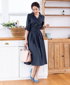 Tiaclasse L 【洗える】小顔効果も期待できるスキッパーシャツワンピース