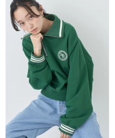 earth music&ecology ハーフＺＩＰサークルロゴ刺繍裏毛プルオーバー