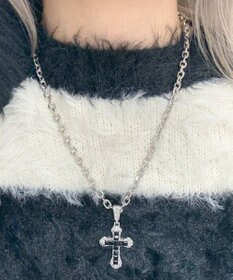 WEGO Lクロスビジューネックレス