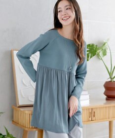 Tiaclasse L ヴィンテージサテンドッキングニットチュニック