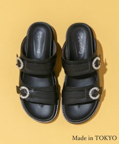 Dominic3 ビジューバックル フットベットレザーサンダル