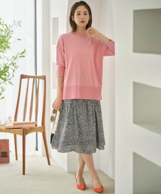 組曲 L フラワーレイヤープリント ギャザースカート