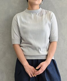 muuc 〈高品質シルク＆スーピマ超長綿〉〈洗えるニット〉半袖ボトルネックプルオーバー