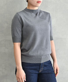 muuc 〈高品質シルク＆スーピマ超長綿〉〈洗えるニット〉半袖ボトルネックプルオーバー