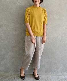 muuc 〈高品質シルク＆スーピマ超長綿〉〈洗えるニット〉半袖ボトルネックプルオーバー