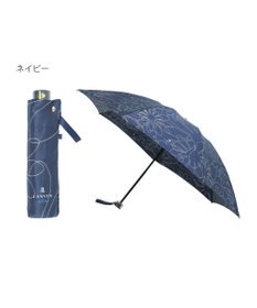 MOONBAT 【新色追加】ランバン オン ブルー 折りたたみ傘 フラワー柄サテンジャガードプリント 簡単開閉
