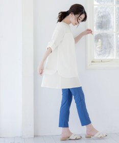 Tiaclasse L 【洗える】レイヤードヘムシャツチュニックブラウス