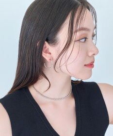 Phoebe 【金属アレルギー対応】2wayウェーブラインフープピアス　シルバー/ニッケルフリー