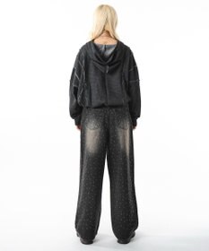 WEGO 【ユニセックス着用ITEM】スーパーバギーラインストーンデニムパンツ