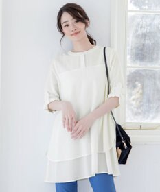 Tiaclasse 【洗える】レイヤードヘムシャツチュニック