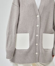 BEIGE， 【洗える】LEADER / フェイクレザーポケットオーバーサイズカーディガン