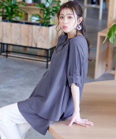 Tiaclasse 【洗える】レイヤードヘムシャツチュニック