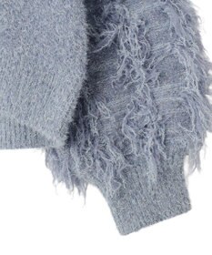 YECCA VECCA ラメフェザー袖フリンジニット