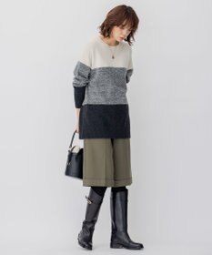 23区 【洗える】ウールナイロン カラーブロック ニット