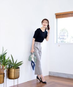 Tiaclasse 【セットアップ可・洗える】麻調薄地ストレートパンツ