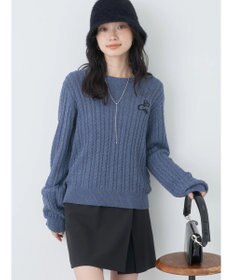 earth music&ecology 刺繍入りケーブルニットプルオーバー