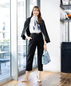 Tiaclasse 【セットアップ可・洗える】麻調薄地ストレートパンツ