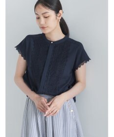 Te chichi 【接触冷感/イージーケア】フロントレースフレンチスリーブブラウス