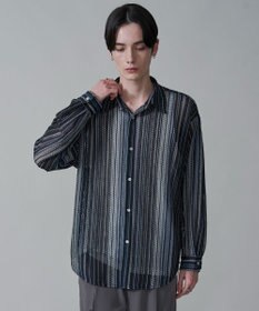 WEGO ストライプメッシュBIGシャツ（LS）