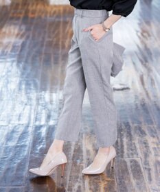 Tiaclasse 【セットアップ可・洗える】麻調薄地ストレートパンツ