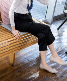 Tiaclasse 【セットアップ可・洗える】麻調薄地ストレートパンツ