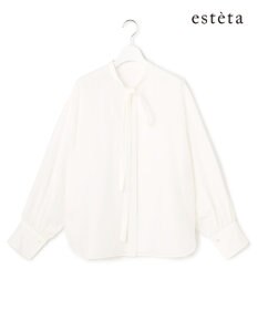 23区 【エステータ】シルクコットンローン ボウタイブラウス