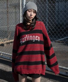 WEGO 【ユニセックス着用ITEM】アゼアミボーダーニットプルオーバー