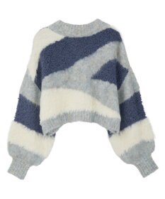 earth music&ecology ポンポンヤーンミックスインターシャカーディガン