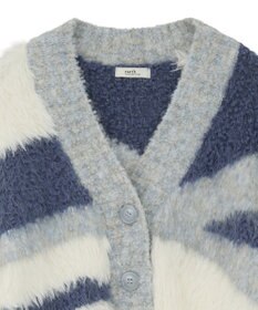 earth music&ecology ポンポンヤーンミックスインターシャカーディガン