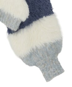 earth music&ecology ポンポンヤーンミックスインターシャカーディガン