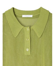 Green Parks メッシュポロ衿ニットプルオーバー