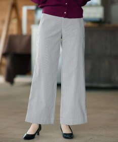 Tiaclasse ストライプストレッチワイドパンツ