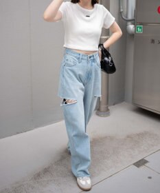 WEGO サイドスリットデニムストレートパンツ