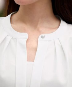 Tiaclasse L 【新色追加・洗える】バンドカラー2WAYタックブラウス