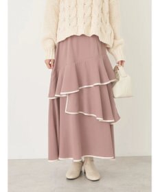 earth music&ecology パイピングフリルティアードスカート