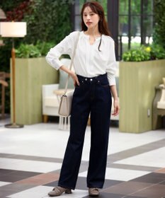 Tiaclasse L 【新色追加・洗える】バンドカラー2WAYタックブラウス