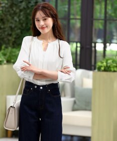 Tiaclasse L 【新色追加・洗える】バンドカラー2WAYタックブラウス