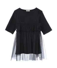 earth music&ecology ＳＥＴ２点チュールビスチェ＋リブプルオーバー