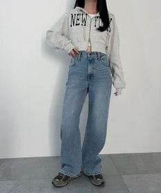 WEGO 【新色追加/美脚/XSSMLサイズ展開】ストレートデニムパンツ