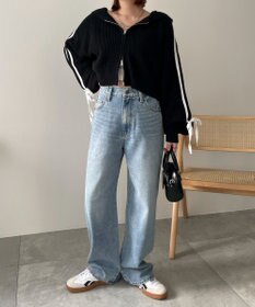 WEGO 【新色追加/美脚/XSSMLサイズ展開】ストレートデニムパンツ