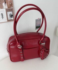 WEGO スタッズハートチャーム付きハトメボストン