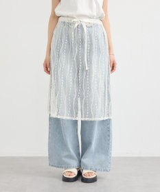 earth music&ecology ストライプレースレイヤードスカート