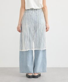 earth music&ecology ストライプレースレイヤードスカート