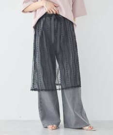 earth music&ecology ストライプレースレイヤードスカート