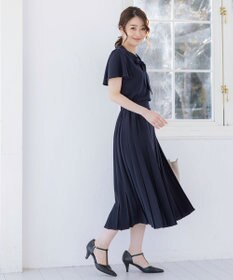 Tiaclasse 【洗える】リボンタイプリーツワンピース