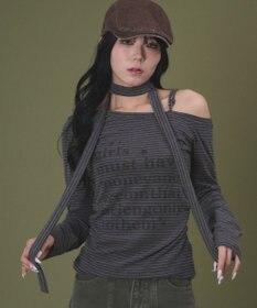 WEGO チョーカー付きボーダーロゴトップ