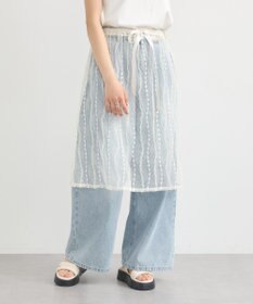 earth music&ecology ストライプレースレイヤードスカート