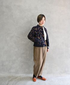 muuc 〈遠州織物の工場で織られた上質なコットンコーデュロイ生地〉裏地有り リブ袖 ショート丈 花刺繍ブルゾン（セットアップ可能）