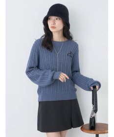 earth music&ecology 刺繍入りケーブルニットプルオーバー