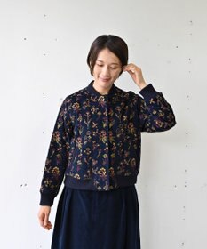muuc 〈遠州織物の工場で織られた上質なコットンコーデュロイ生地〉裏地有り リブ袖 ショート丈 花刺繍ブルゾン（セットアップ可能）